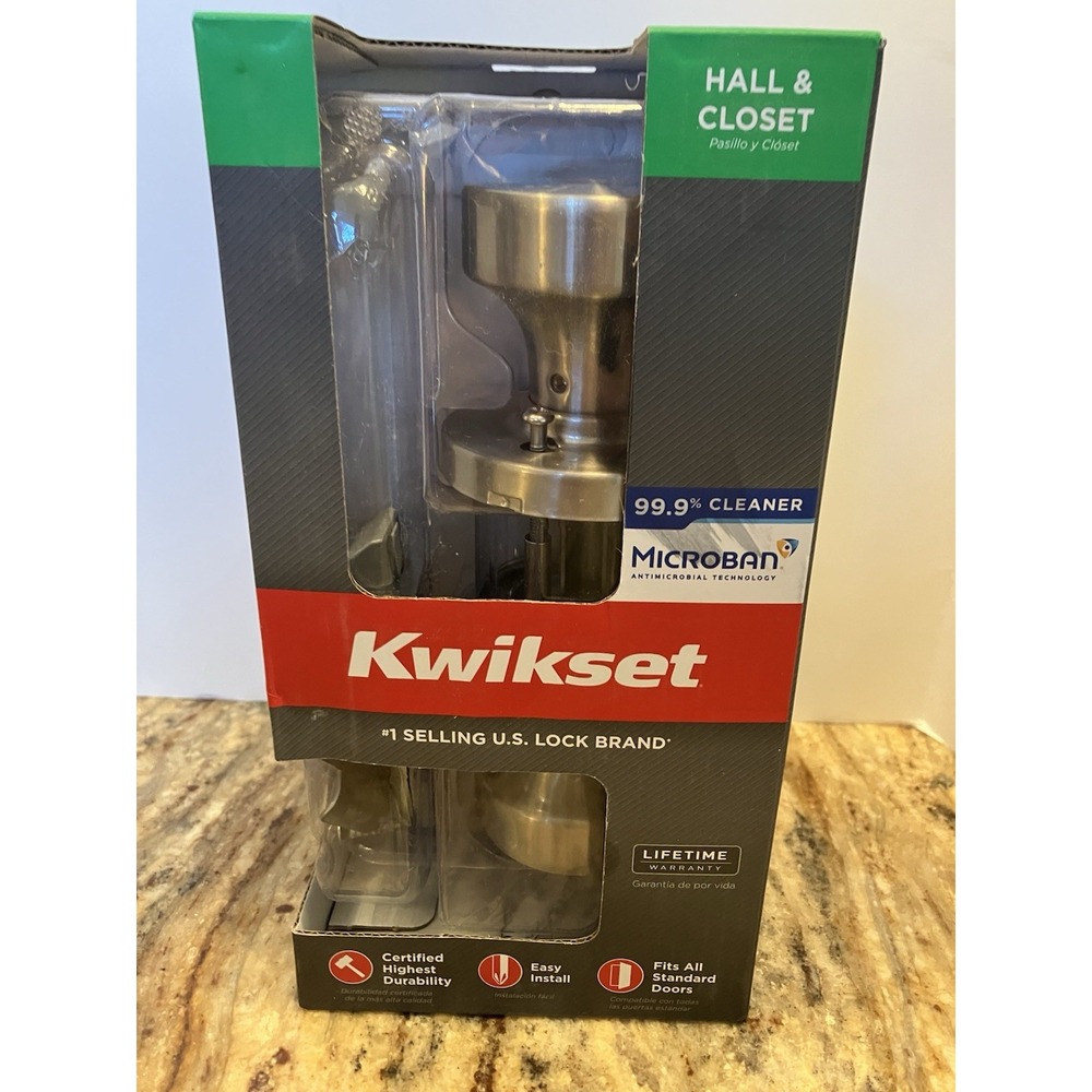 Kwikset Pismo Round Satin Nickel Hall/Closet Door Knob Featuring Microban (2)